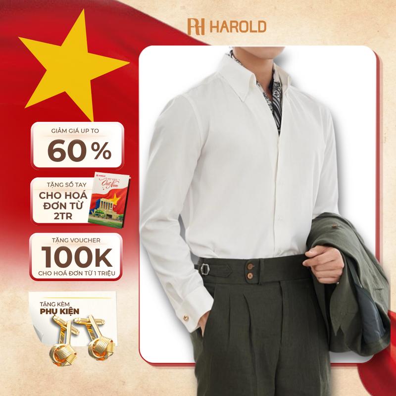 Áo Sơ Mi Dài Tay Nam Cao Cấp Harold Cổ Button Down + Cufflinks Đi Chơi, Đi Tiệc…