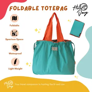 HILODAY Tas Belanja Lipat Tali Serut Shopping Bag Besar Minimalis