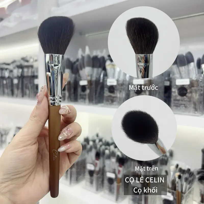 Cọ Lẻ Celin Cán Gỗ Tự Nhiên Màu Nâu Với Đầu Cọ Lông Thú 1