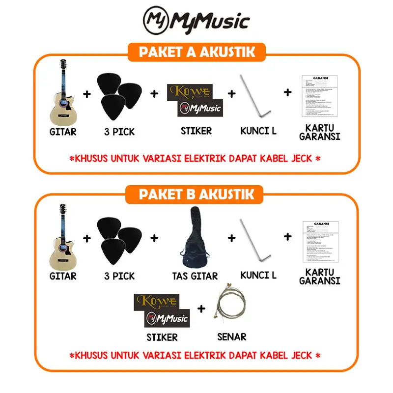 MyMusic Gitar Akustik Elektrik Seri MY-TB 52 Gitar Pemula Tanam Besi 1