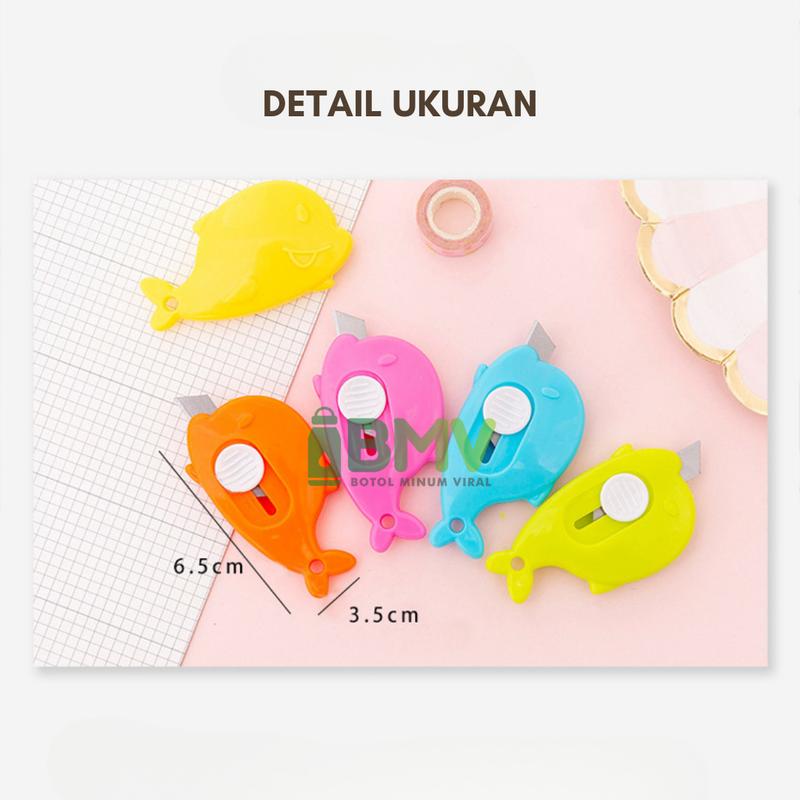 Cutter Mini Bentuk Awan Dolphin Stainless Steel Untuk Keamanan Sekolah dan Seni 3