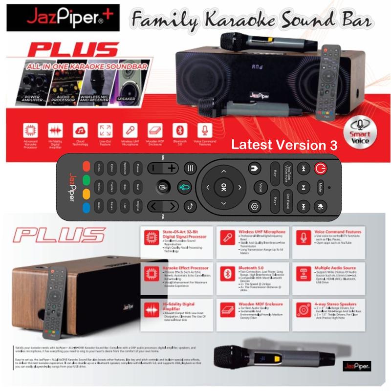 JazzPiper PLUS V3 Family Karaoke Sound Bar with 2 Wireless Mics and Remote Control Audio Speakers 4
