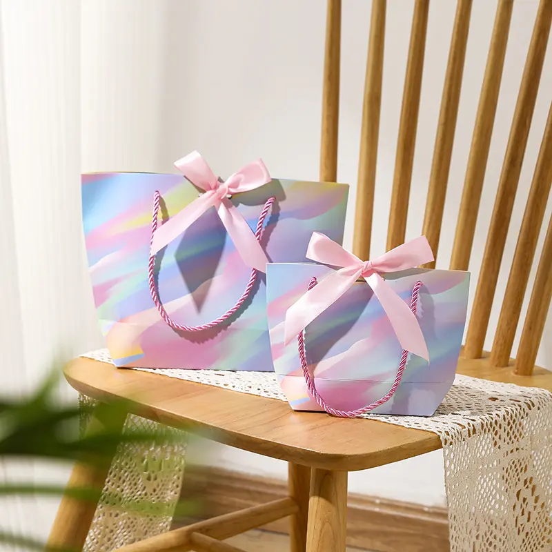 Tas Kado Hampers Paperbag Abstrak Flowers dengan Pita Lucu Paperbag