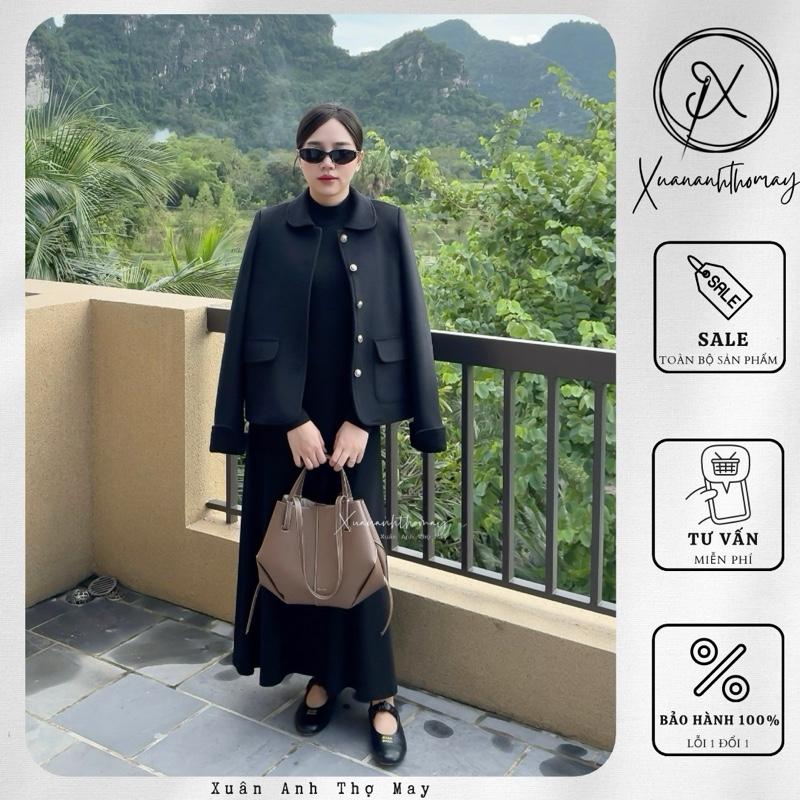 Áo khoác dạ pha lông thỏ cổ bẻ dáng ngắn 59cm - Xuananhthomay