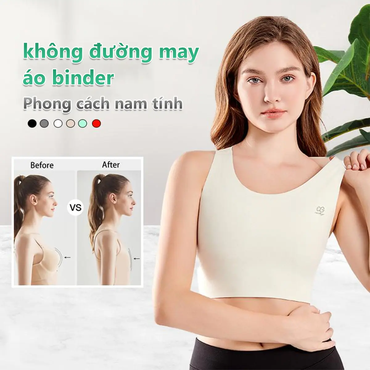 Dụng Cụ Đóng Gáy Ngực Không Đường May, Ngoại Cỡ, Định Hình Tomboy Kiểu Áo Chui Đầu, Không Khóa