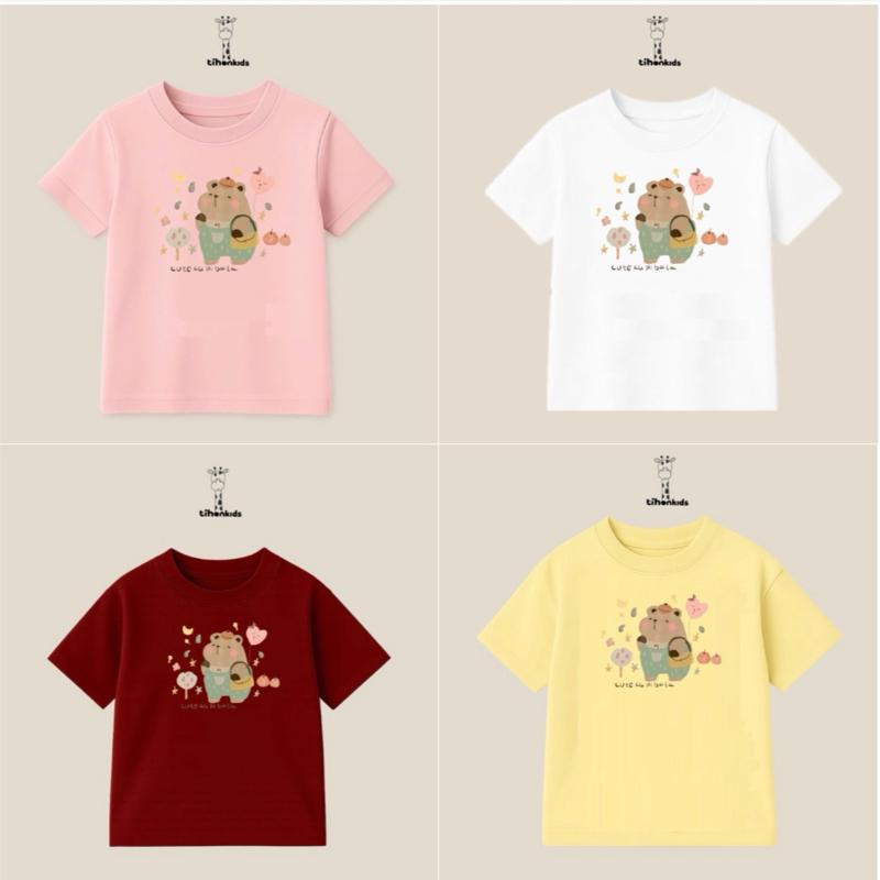 A25 TIHONKID - Áo Phông Trẻ Em Cộc Tay In Hình Heo Con Chất Cotton Mềm Mịn | Hình In Cực Xinh Form Rộng Thoải Mái | Bé 2 -8 Tuổi
