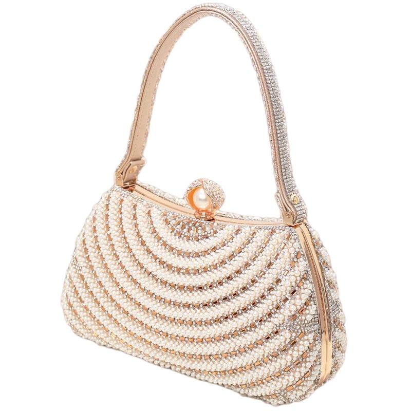 Túi Xách Ngọc Trai Dự Tiệc Cho Nữ Phong Cách Retro Mới-Túi Ngọc Đính Đá Mang Áo Dài Sang Trọng-Túi Trung Niên Xách Tay, Đeo Vai Bag Nữ