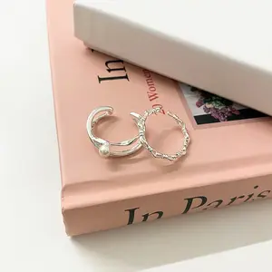 【Nosworthy】Niche High-end Pearl Thin Ring Personalized Versatile Index Finger Ring Fashion Open Ring