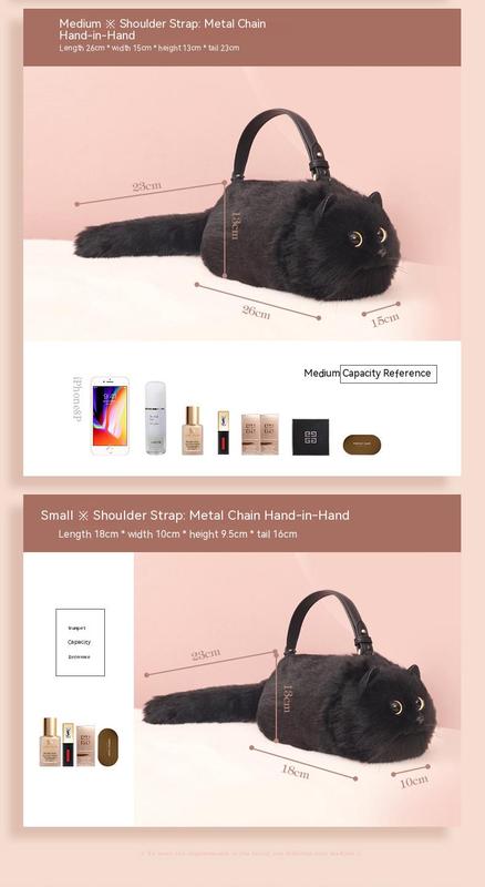 Product Introduction of One Shoulder Bag Female Design Small Man Messenger Bag Versatile Hand Made Autumn and Winter Plush Cute Cat Bag 5