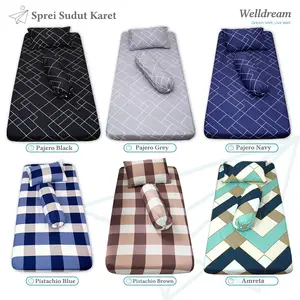 Sprei Aesthetic Single 80x200 90x200 100x200 120x200 Kotak Hitam Kotak Putih Kotak Abu Kotak Emily Seprei Sudut Karet
