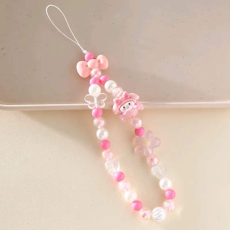 Gantungan HP Kartun Manik-Manik Lucu | Phone strap karakter mutiara pita 4