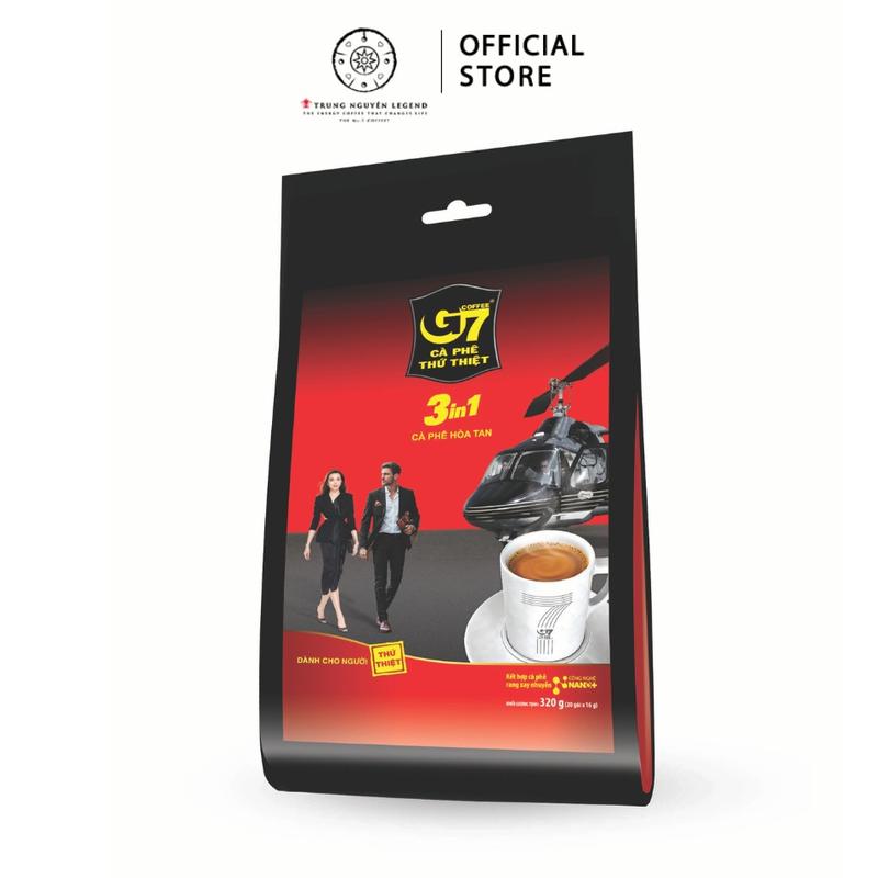 Trung Nguyên Legend Coffee, Cà phê sữa hòa tan G7 3in1 - Bịch 20 gói vuông 16gr Cafe sữa cà phê 3 trong 1