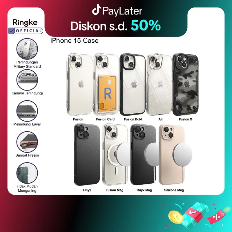 Casing Ringke Compatible For iPhone 15 Casing  Magsafe Softcase Tipis Tahan Banting Military Layar Protector 0