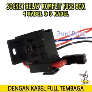 SOCKET RELAY KOMPLIT SEKRING - Rumah Soket Relay Gandeng Kaki 4 & 5 Komplit Fuse Box Dengan Kabel Bintik Tembaga