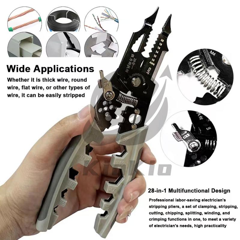 Product Introduction of Wire stripping pliers for electricians special 28 in 1 multi-functional new pickling wire pressing wire winding import cutting wire division anti-rust, corrosion resistance, no damage to the core high efficiency and labor saving Hardware 10