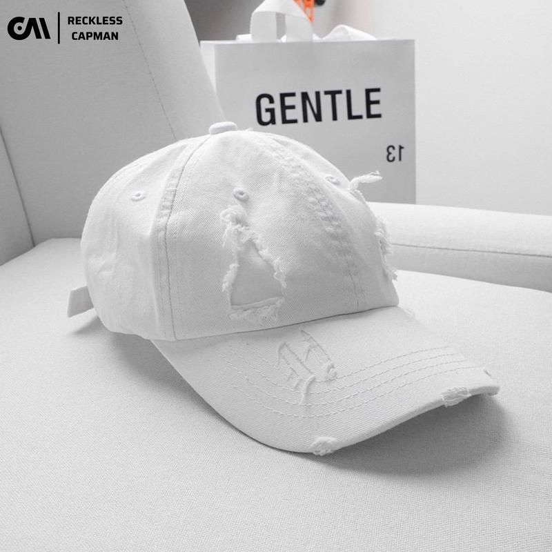 Reckless Capman Mũ Lưỡi Trai Thể Thao Kaki Rách Trơn Đội Đầu Sport Vải Kaki Wash Freesize Vòng Đầu 56-58cm Cho Nam Nữ Chất Liệu Không Kích Ứng Da Đầu