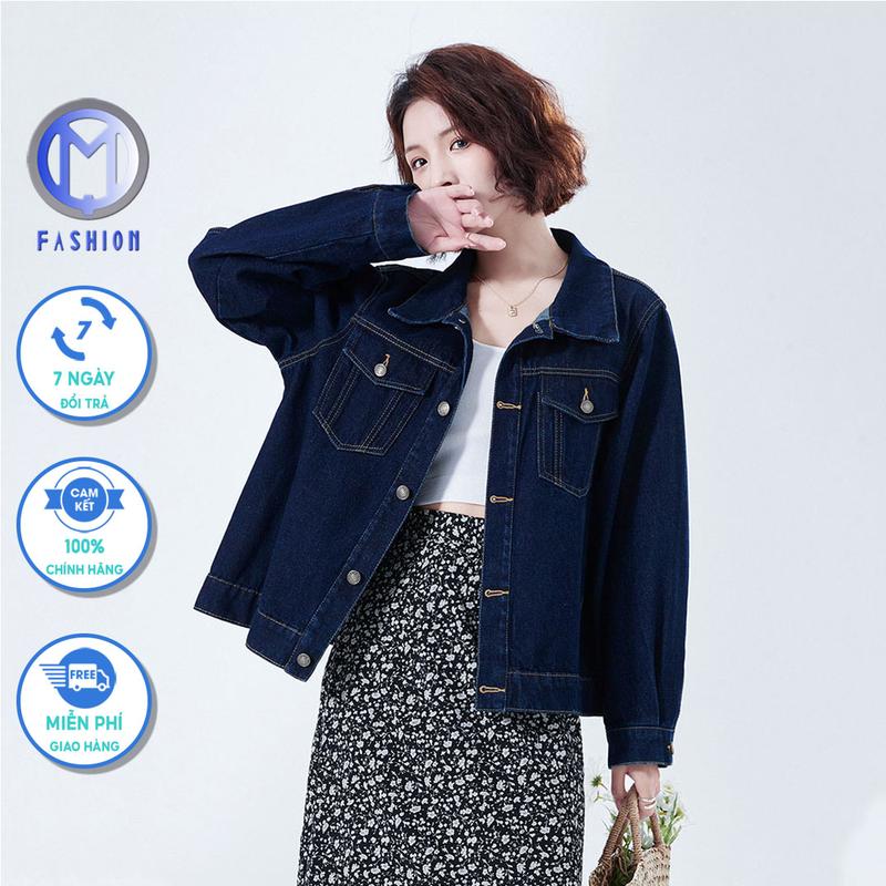 Áo khoác nữ kiểu đẹp – Áo khoác jean nữ croptop form rộng style girl phố - M Fashion