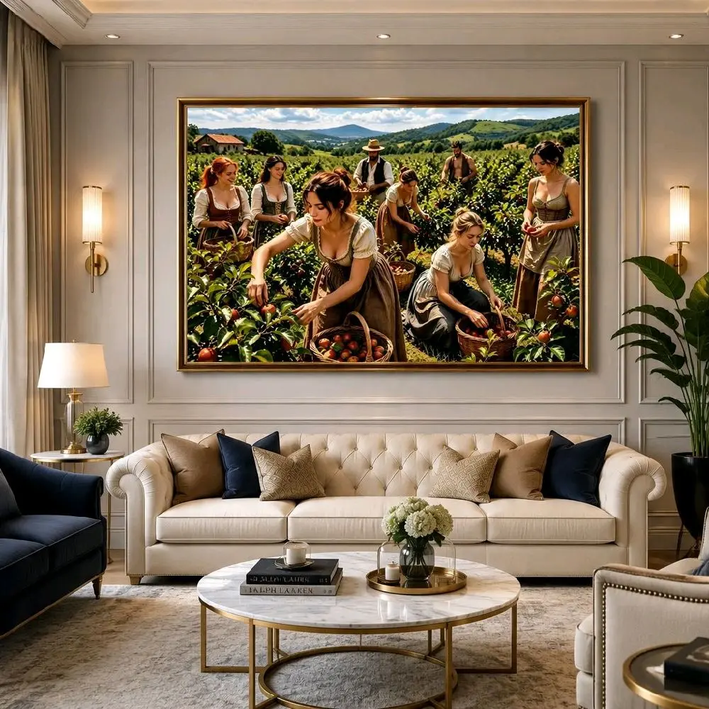 Apple Harvest di Ladang Pedesaan yang Indah | Hidup Pertanian Rustik | Fine Art Print Beresolusi Tinggi Untuk Dekorasi Rumah