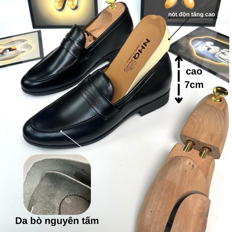 Giày lười loafer da bò tăng chiều cao 7cm nam