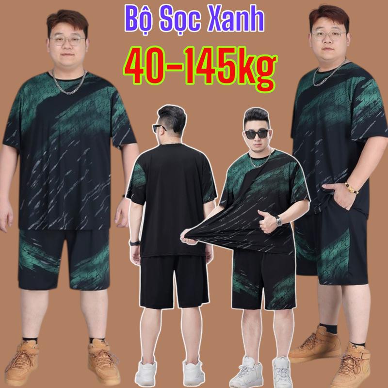   có Bigsize  Bộ đồ UNISEX Nam Nữ,chất Cotton cá xấu quần đùi áo cộc tay. Menswear hình in sọc Xanh 