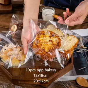 10pcs Plastik Roti Motif 15x18 dan 20x17cm OPP Motif Bakery dengan Perekat - Kitchenware
