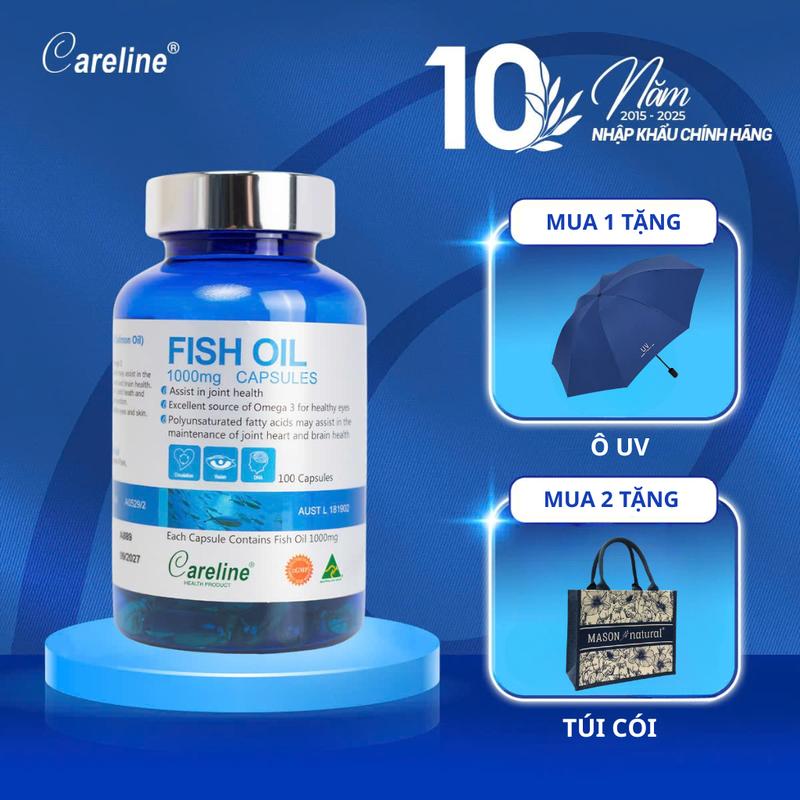 [CHỌN QUÀ] Dầu cá Careline Omega3 Fish Oil chiết xuất từ cá hồi tự nhiên - Bổ sung Omega 3 tốt cho tim mạch, hỗ trợ chăm sóc mắt, trí não