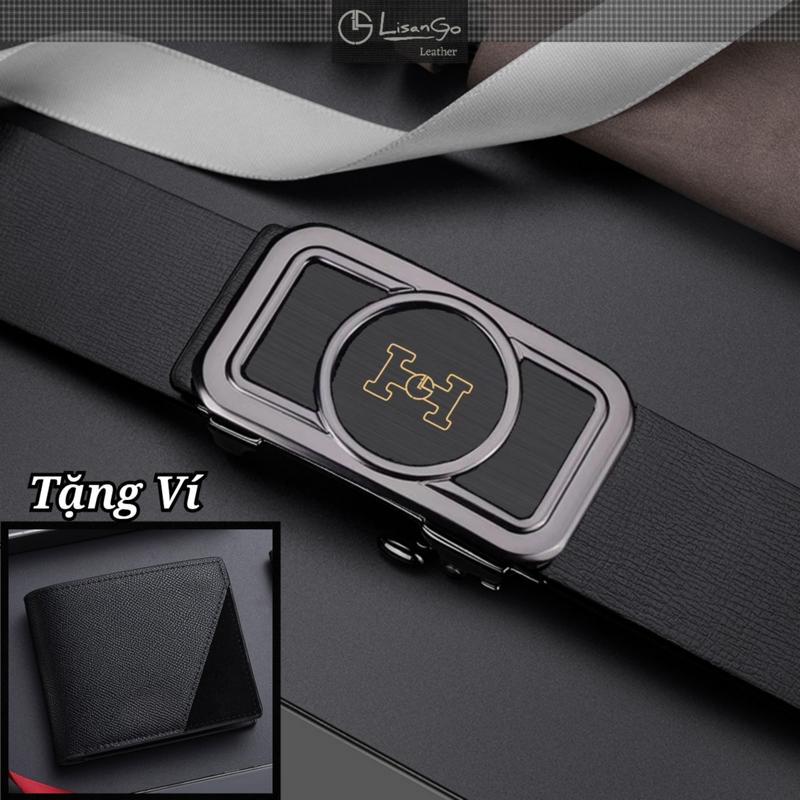 [Tặng Ví] Thắt lưng da nam LISANGO cao cấp LS035, dây nịt nam da mịn bản 3.3cm mặt hợp kim khóa tự động.