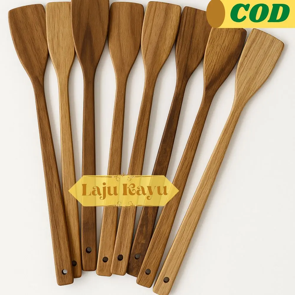 Spatula Sotel Tanggung Sutil Anti Panas Bahan Kayu Jati Tebal Centong Murah Serbaguna Kitchenware Alat Dapur