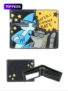 Cartera corta plegable para hombre con diseño de estrella de dibujos animados en dos colores vintage, Tarjetero informal de cuero sintético, Moderna cartera para uso diario