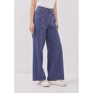 DUST Celana Panel Wide Denim Belima Navy (D.39118)