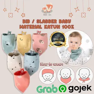 Bib / Slabber Segitiga / Tadah Iler Baby Newborn 100% Katun  Celemek Makan Bayi