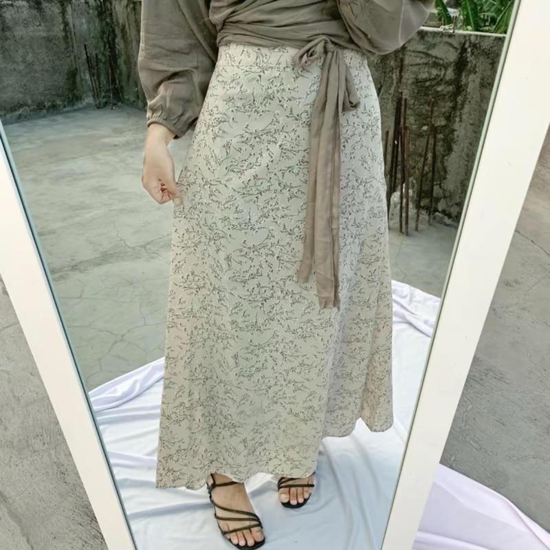 Floral Skirt | Rok motif bunga| Korean skirt | Rok A line | pattern midi skirt | Korean Style | Rok wanita Panjang Casual Bawahan 4