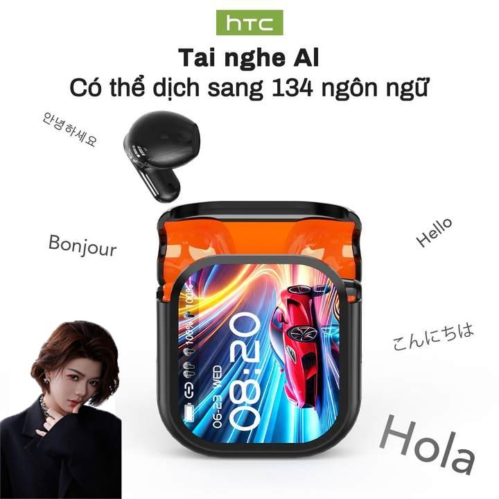 Tai Nghe TWS Màn Hình Màu Thông Minh, HTC NE20, Liên Kết Độc Quyền Cho Dauchinavlog Tai nghe Bluetooth, 134 ngôn ngữ, Dịch AI, Thiết bị theo dõi GPS chống thất lạc, Màn hình cảm ứng thông minh, Cuộc gọi HD, Hiển thị lời bài hát và hình nền trực tiếp