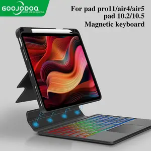 【GOOJODOQ/HANYA KEYBOARD】Keyboard Case for ipad Magnetic Removable Kickstand Case with Bluetooth Backlit Trackpad Keyboard Compatible With Gen 7 8 9 10.2/Air3 10.5/Air 4/5 10.9 Cover Pro 11/12.9