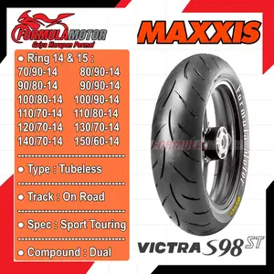 Maxxis Victra ST Ring 14-15 Tubeless (Dual Compound) Ban Tubles Motor Matic Semua Ukuran