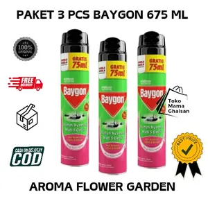 [PAKET 3 PCS] BAYGON AEROSOL 600+75 ML PINK FLOWER GARDEN PEMBASMI NYAMUK