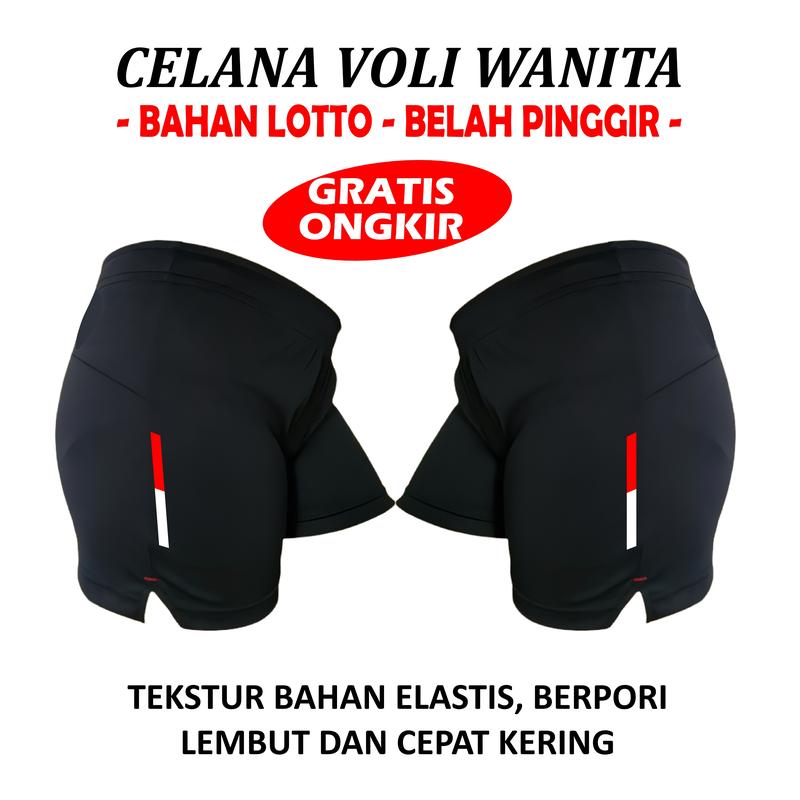 Celana Pendek Olahraga Sport Wanita Bahan Lotto Model Slimfit Belah Pinggir 1