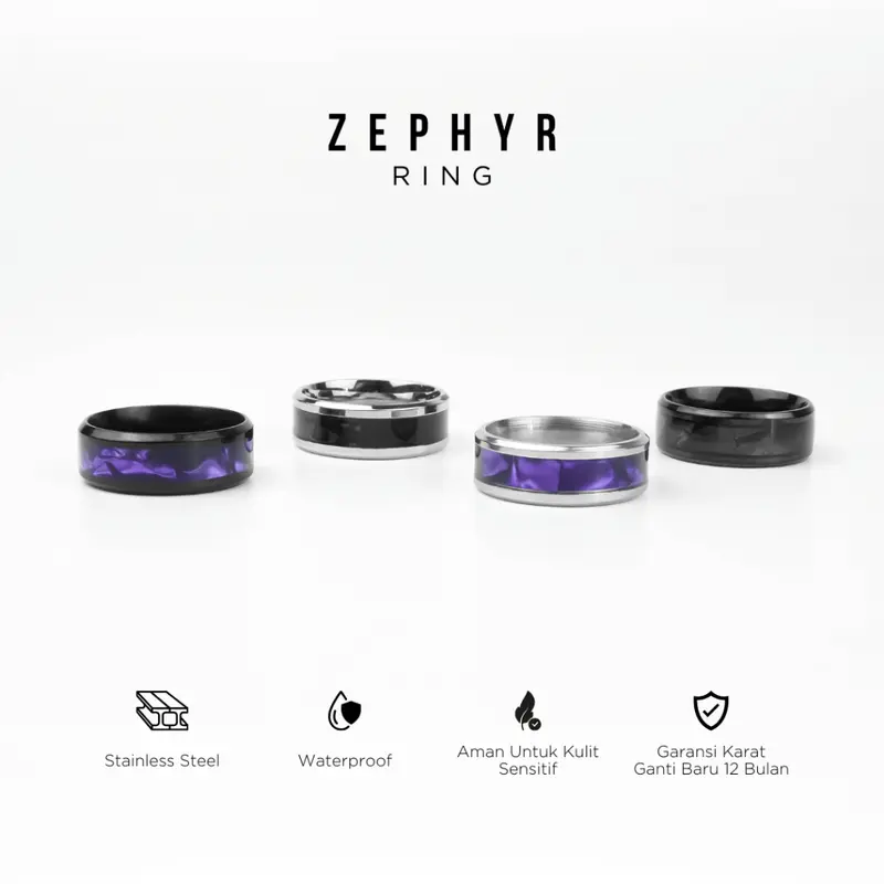 PROJECT NINETYSEVEN - ZEPHYR Ring - Cincin Pria Wanita Motif Galaxy Anti Karat  Anti Luntur  Mewah  Elegan  Korean Style 1