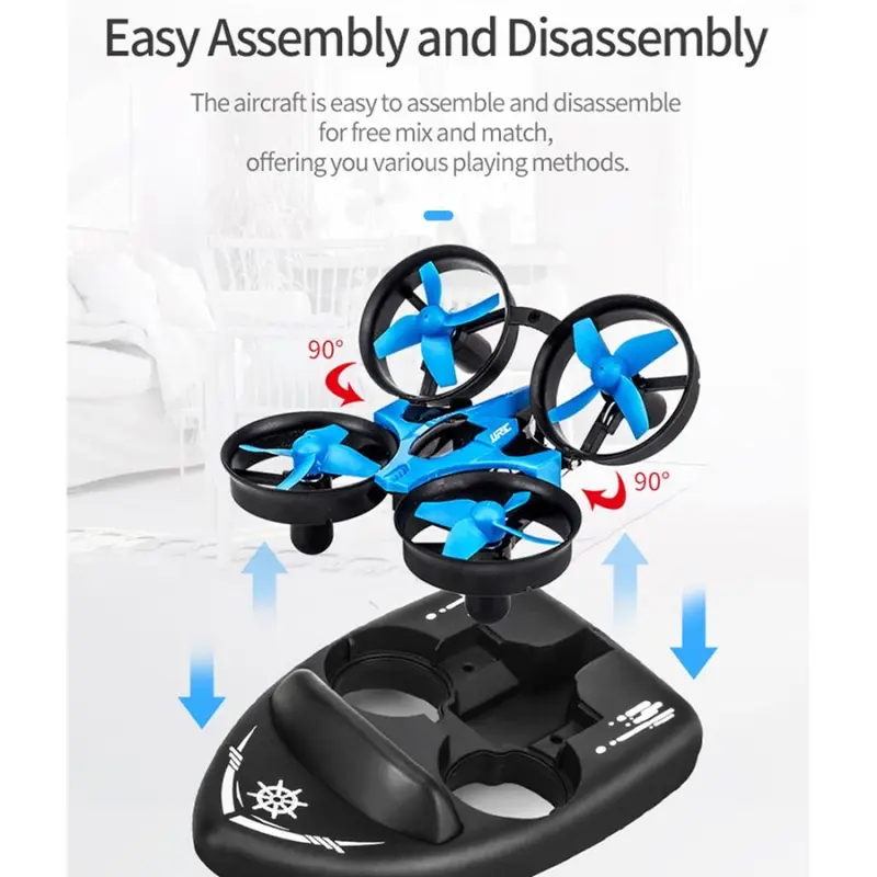 Drone Mini Murah JJRC H36F H101 Terzetto Ground Water Air Racing Boat perahu 3 in 1 3