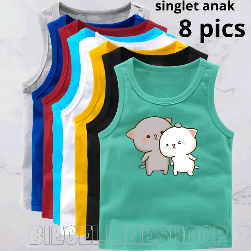 Singlet anak paket hemat isi 8pt spandek PE Gemes Usia 2-16 Tahun Perempuan Cewek Cowok Laki-Laki 0