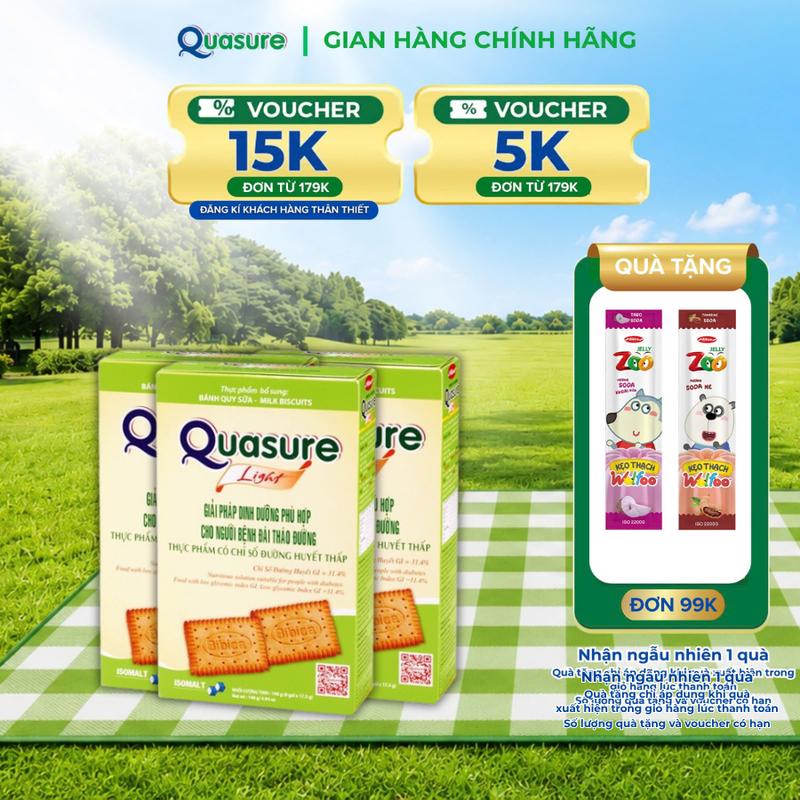 TOP Combo 3 hộp Bánh Quy Quasure Light Sữa Bibica 140g - Thực phẩm cho người ăn…