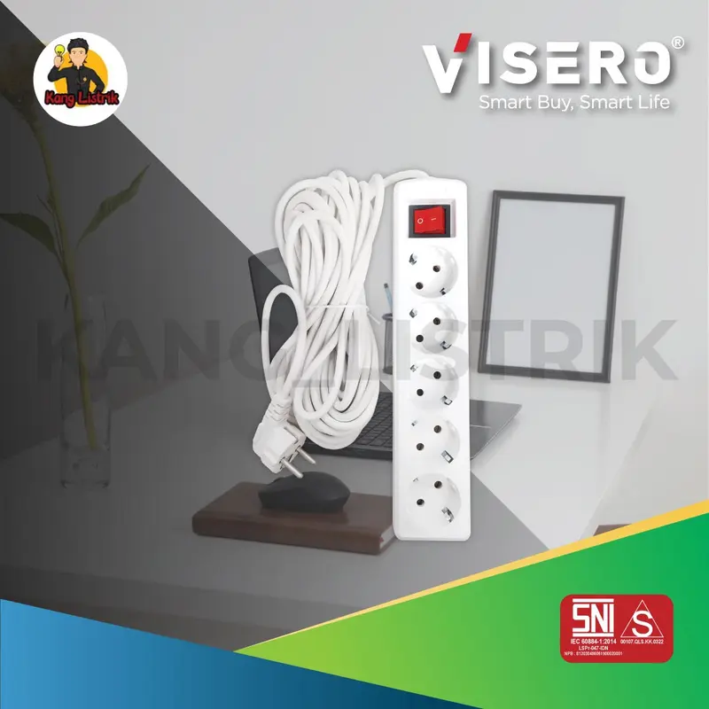 Stop Kontak Visero + Kabel / Stop Kontak + Saklar + Kabel Visero 3