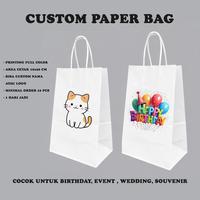 Gambar Custom Cetak Paperbag White Kraft Printing Full Color Small Paperbag Event Minimal Order 20 pcs 13,5x9x22cm - White 10x20cm 1 sisi dari Kiky Stationery Kota Surakarta 5 Tokopedia