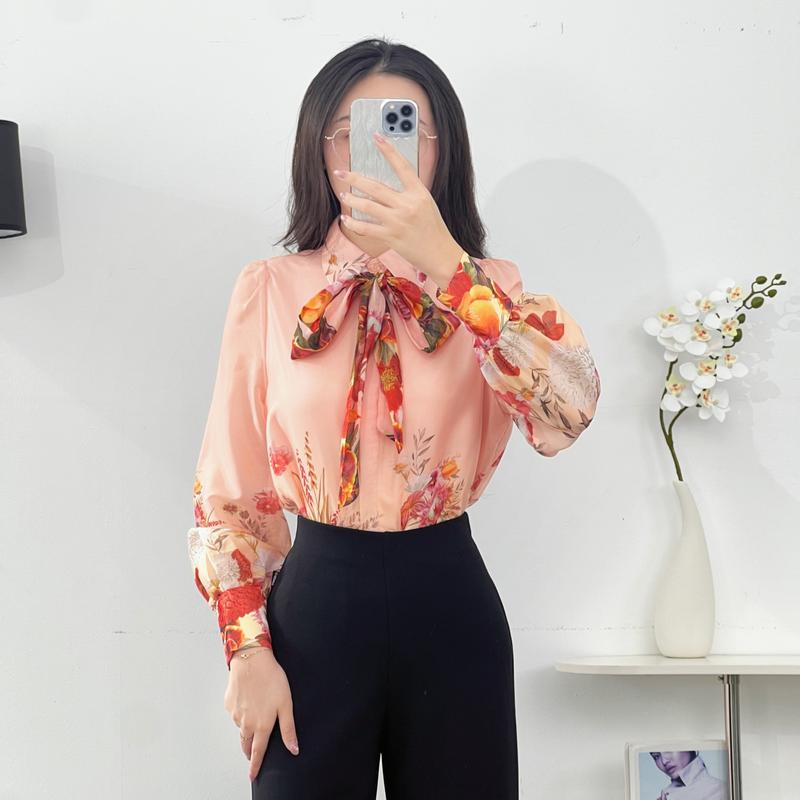 Áo Sơ Mi Nữ CCHAT Dáng Suông In Hoạ Tiết Chất Voan 24SDV5010ST