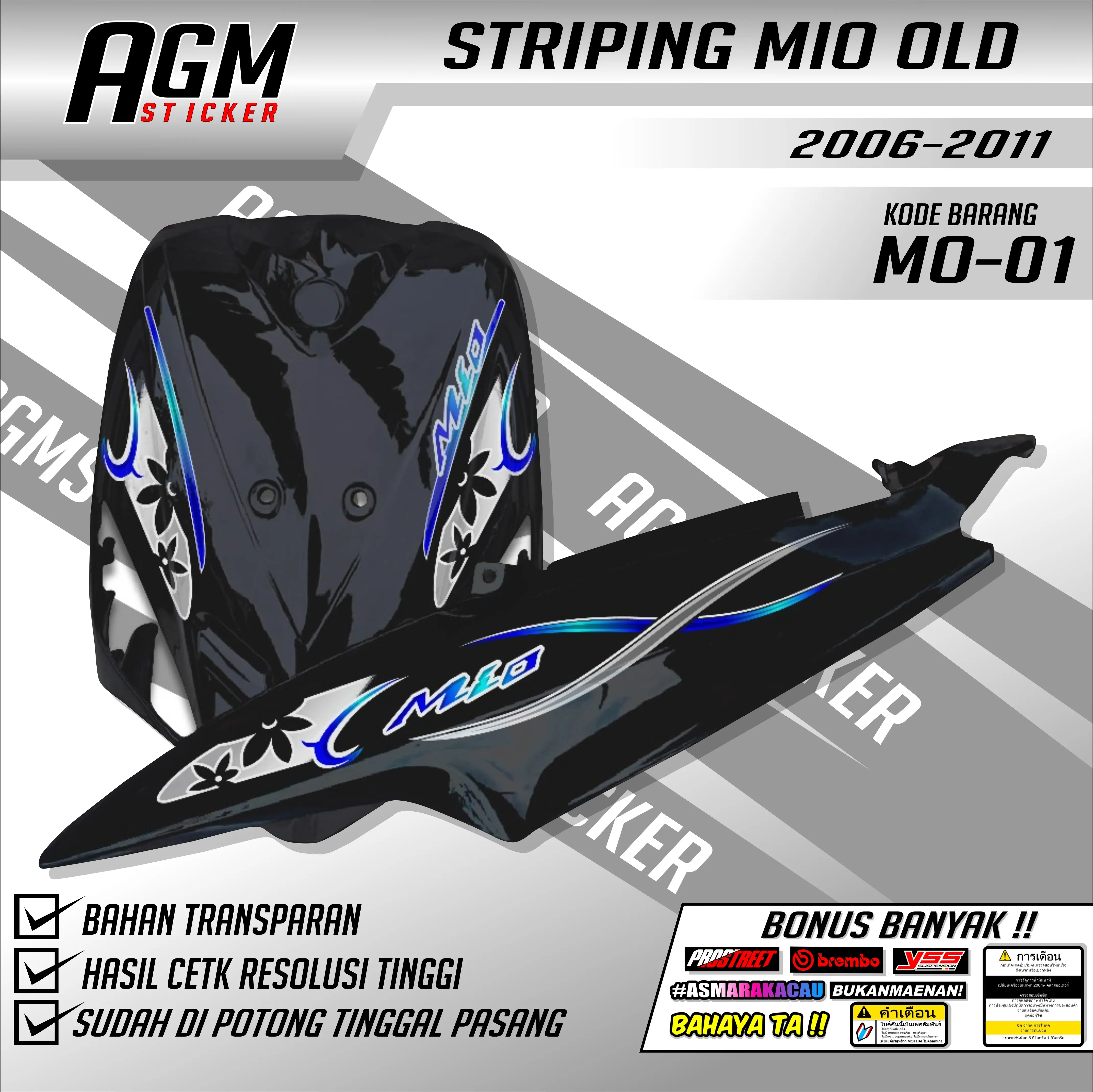 STRIKER STRIPING TRANSPARAN MIO SPORTY STRIKER MIO SPORTY KODE_MO_001 Motorcycle