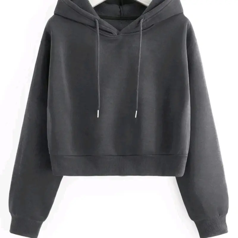 Sweater Crop Hoodie Wanita Fleece Lembut 4