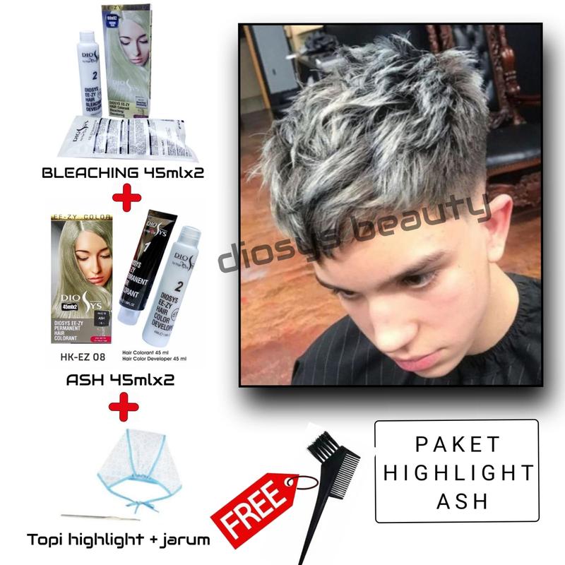 Diosys Paket Highlight cat rambut warna ash Pewarna Dye abu pewarna abu ...