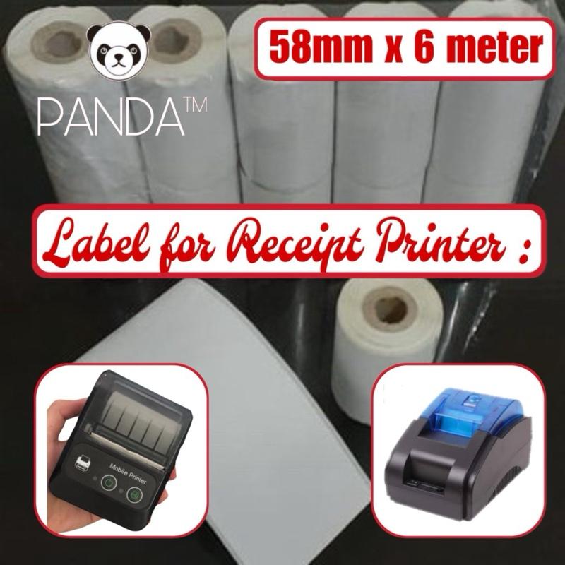 Label Sticker Thermal 58MM x 6M Printer Bluetooth Panda 58B-58D 10Roll untuk resi pengiriman