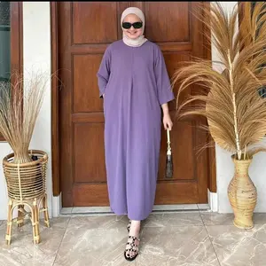 Daster Gamis Crinkle Airflow Premium Lengan 3/4 Busui Friendly | Longdress Daily Muslim