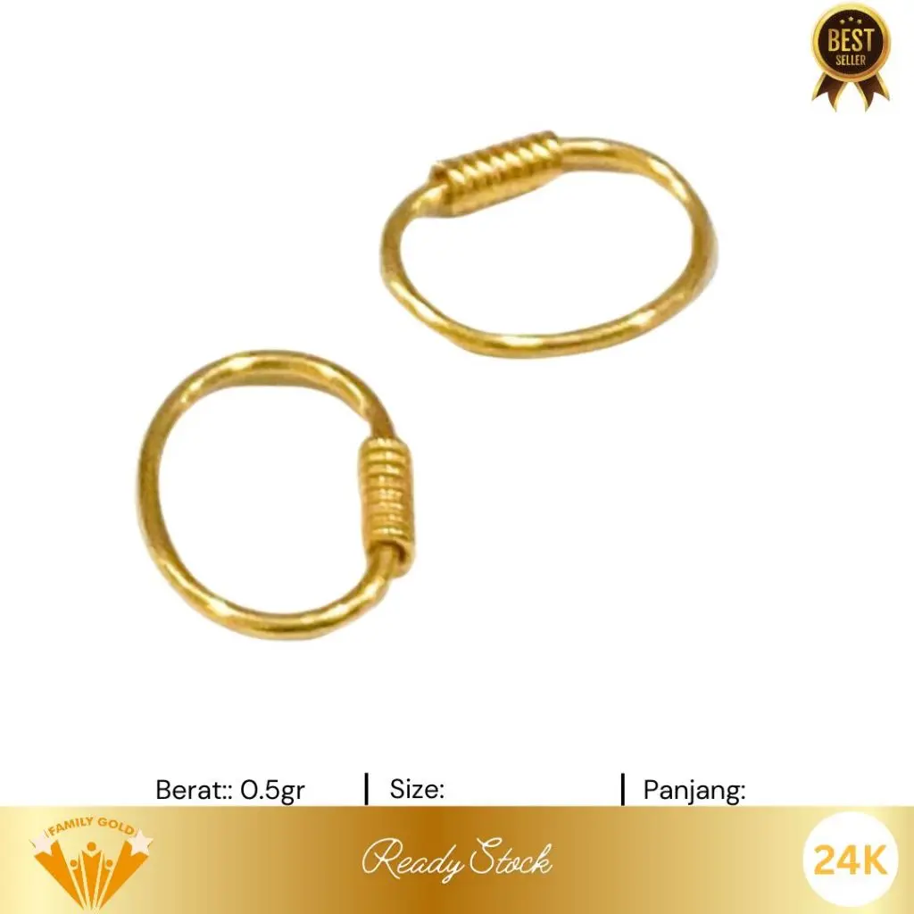 Anting Emas Kadar 24K Model Kenip Polos Baby Family Gold